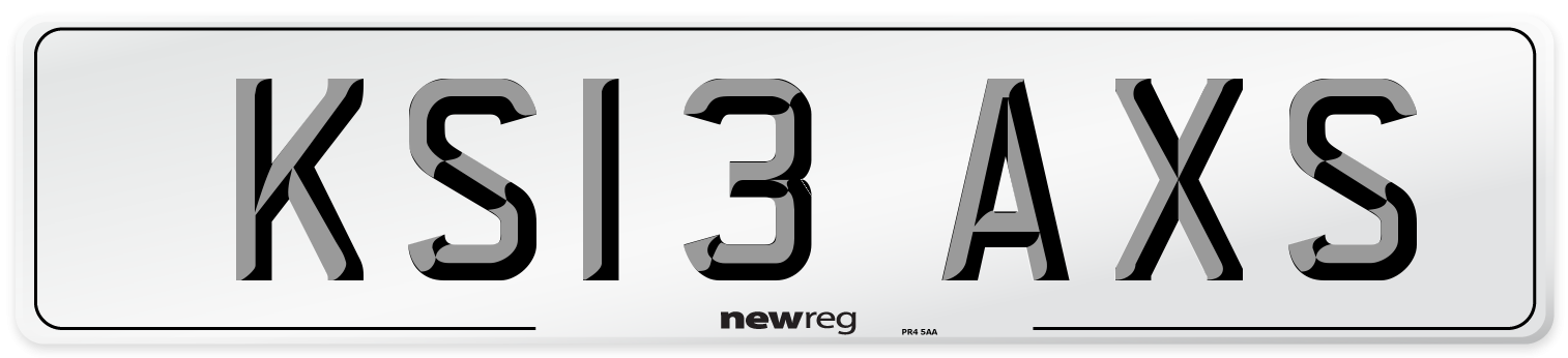 KS13 AXS Number Plate from New Reg